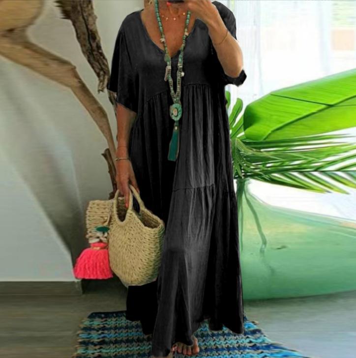 Kathleen– Relaxed V-Neck Maxi Dress