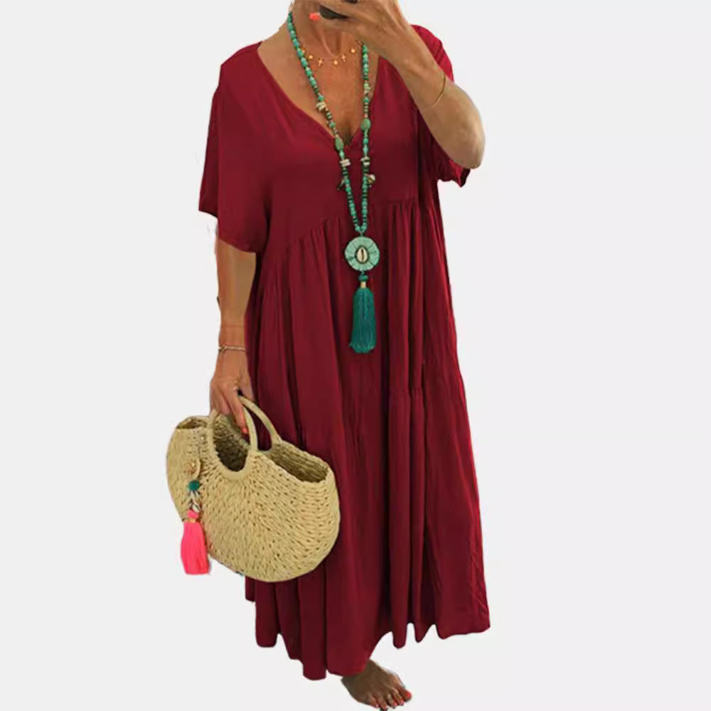 Kathleen– Relaxed V-Neck Maxi Dress