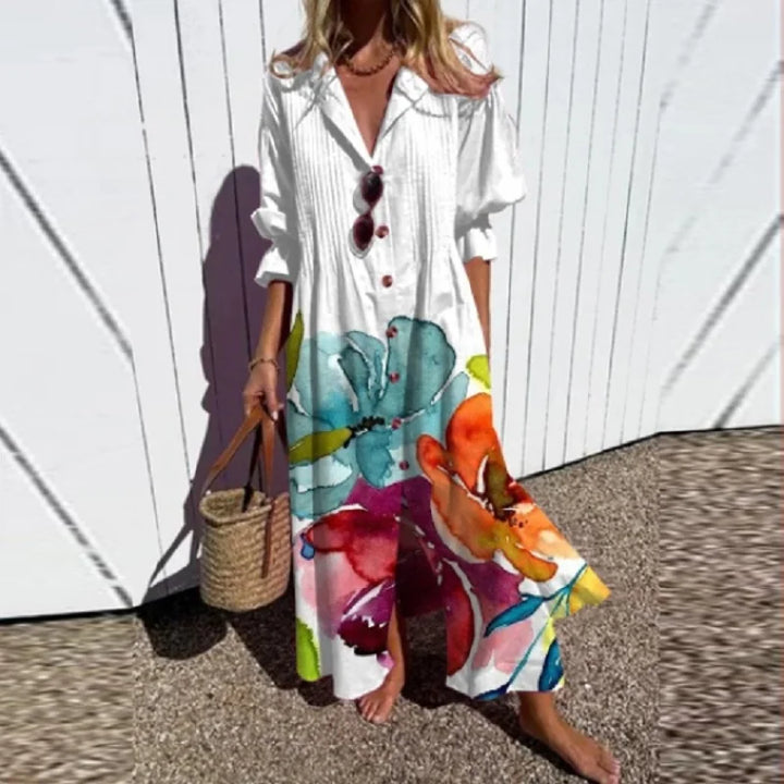 Cassidy - Bohemian Puff Sleeve Maxi Dress