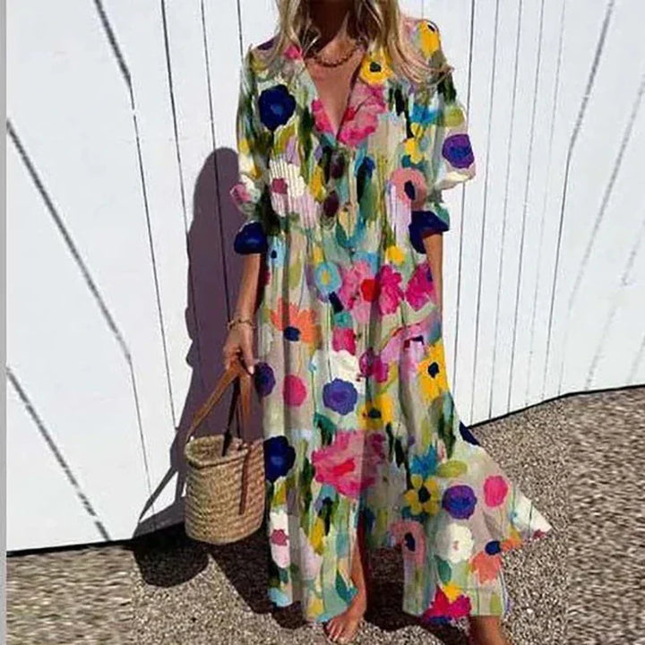 Cassidy - Bohemian Puff Sleeve Maxi Dress