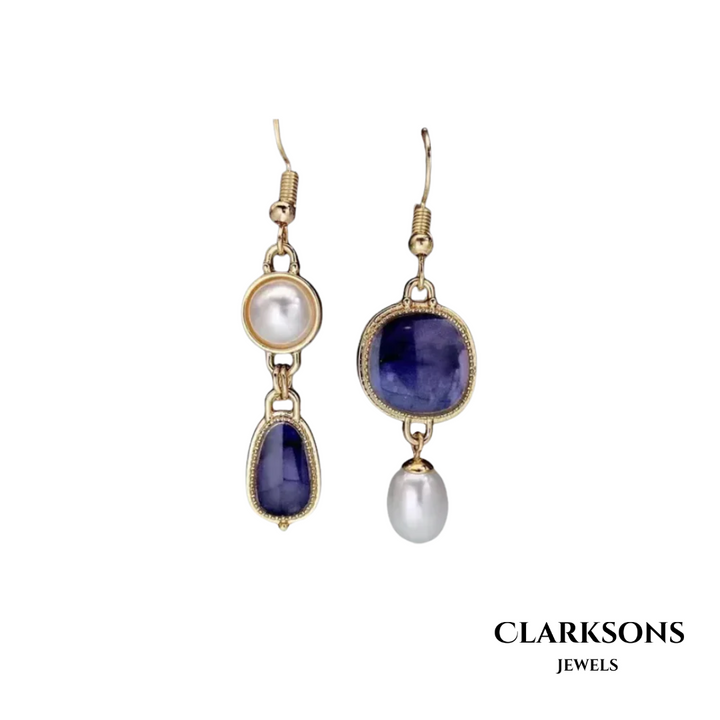 Beau | Vintage Earrings with Blue Stone Pearls