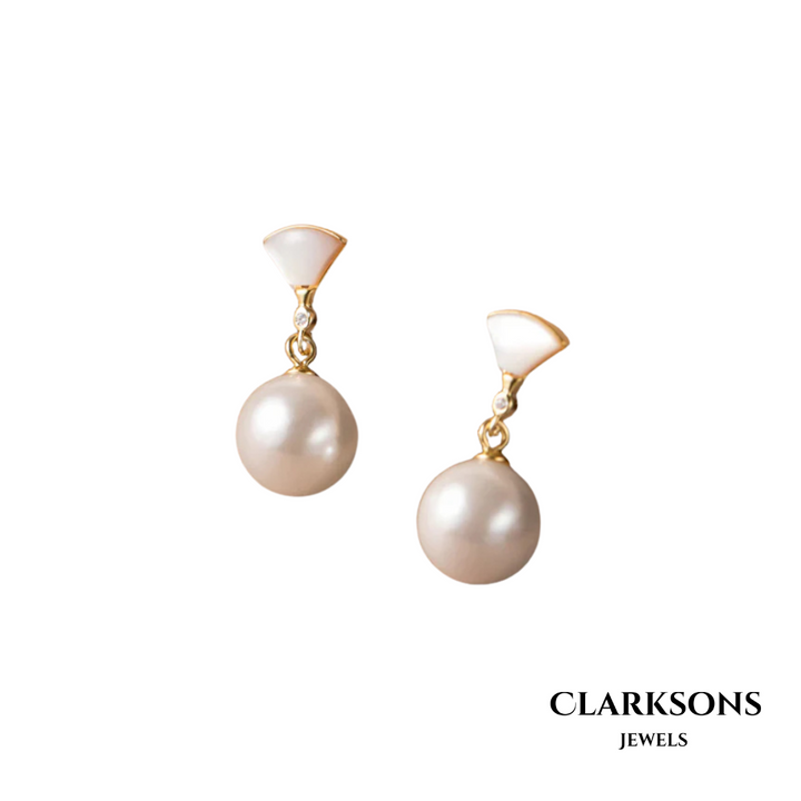 Claire | Retro Silver Pearl Earrings
