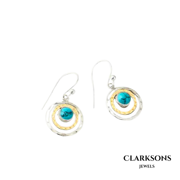 Emma | Boho Saturn Earrings with Turquoise Stone