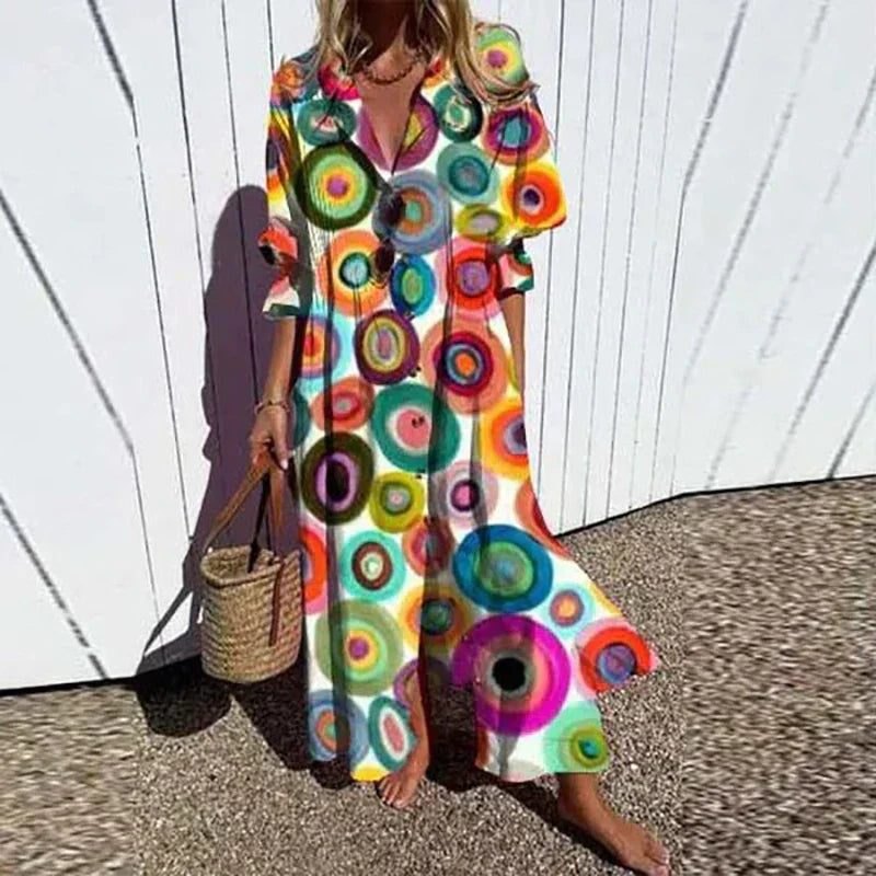 Cassidy - Bohemian Puff Sleeve Maxi Dress
