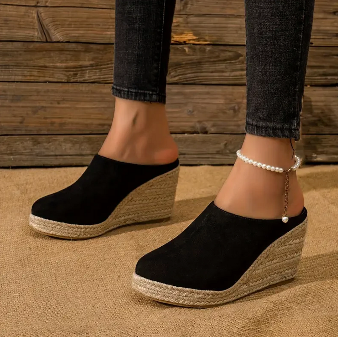 Espadrilla | Suede Wedge Mules