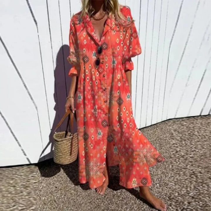 Cassidy - Bohemian Puff Sleeve Maxi Dress