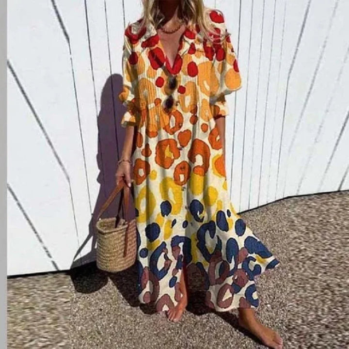 Cassidy - Bohemian Puff Sleeve Maxi Dress
