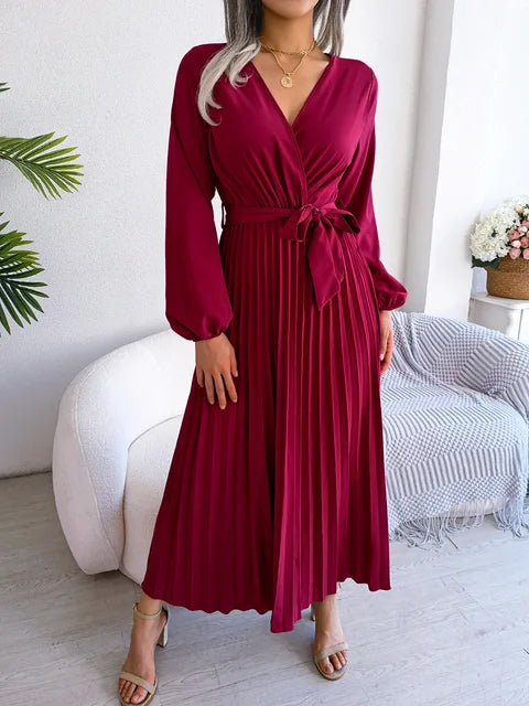 Azara - Timeless Lace Pleated Maxi Dress