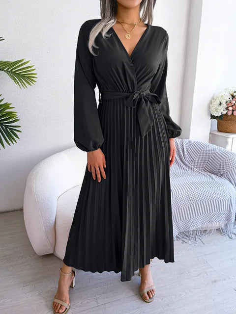 Azara - Timeless Lace Pleated Maxi Dress