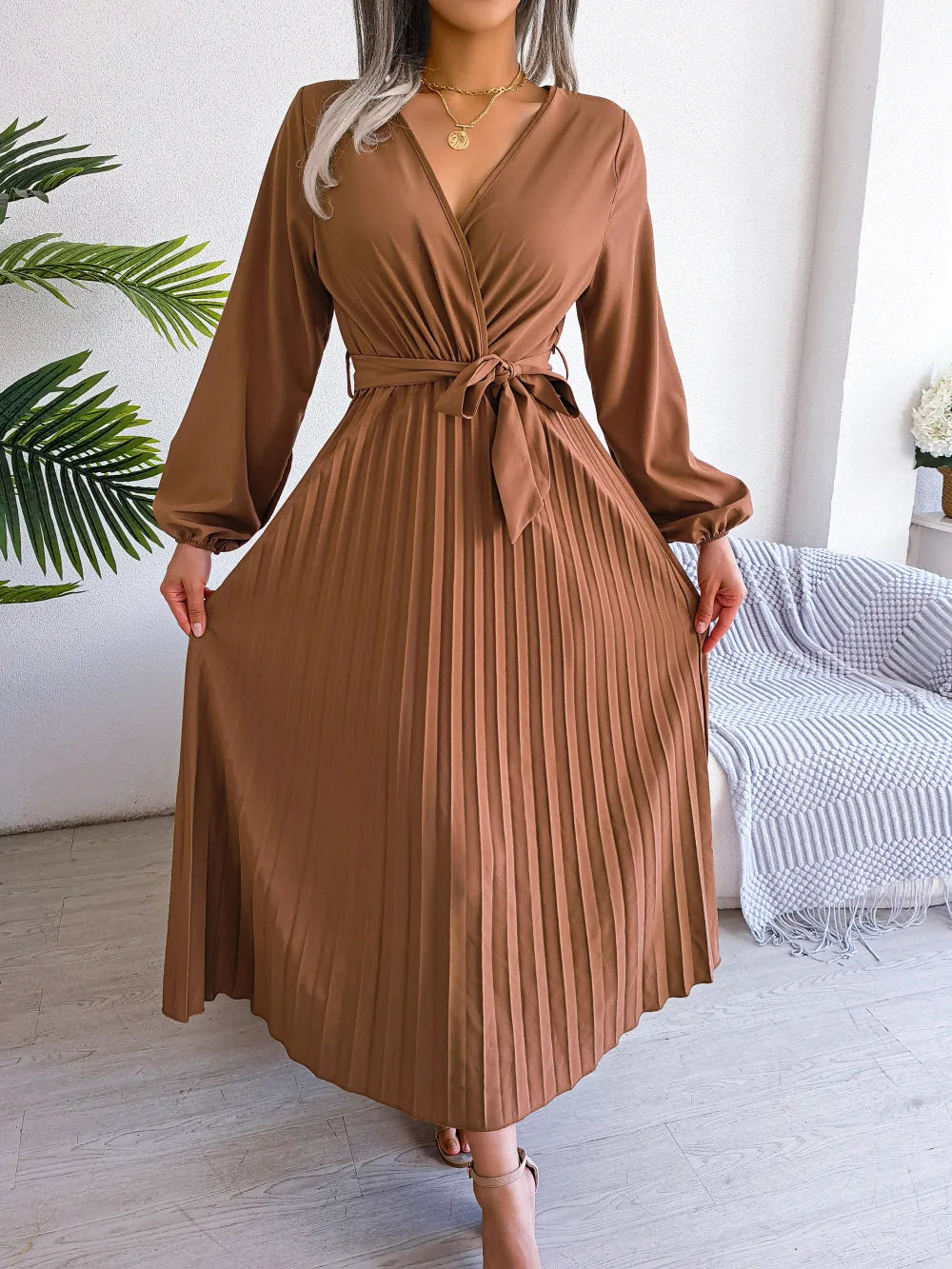 Azara - Timeless Lace Pleated Maxi Dress