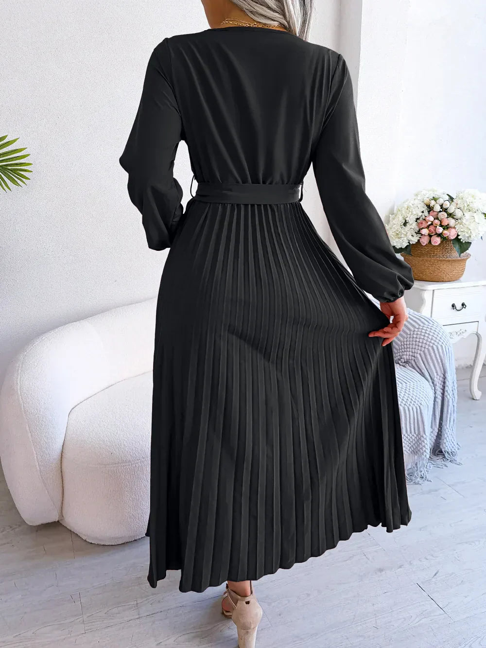 Azara - Timeless Lace Pleated Maxi Dress