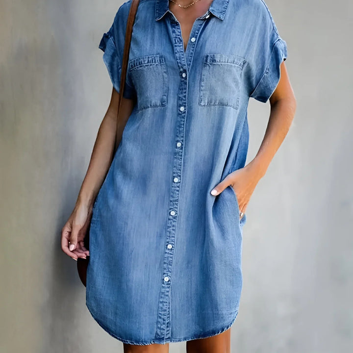 Bruna - Relaxed Shirt Dress with Button Closure