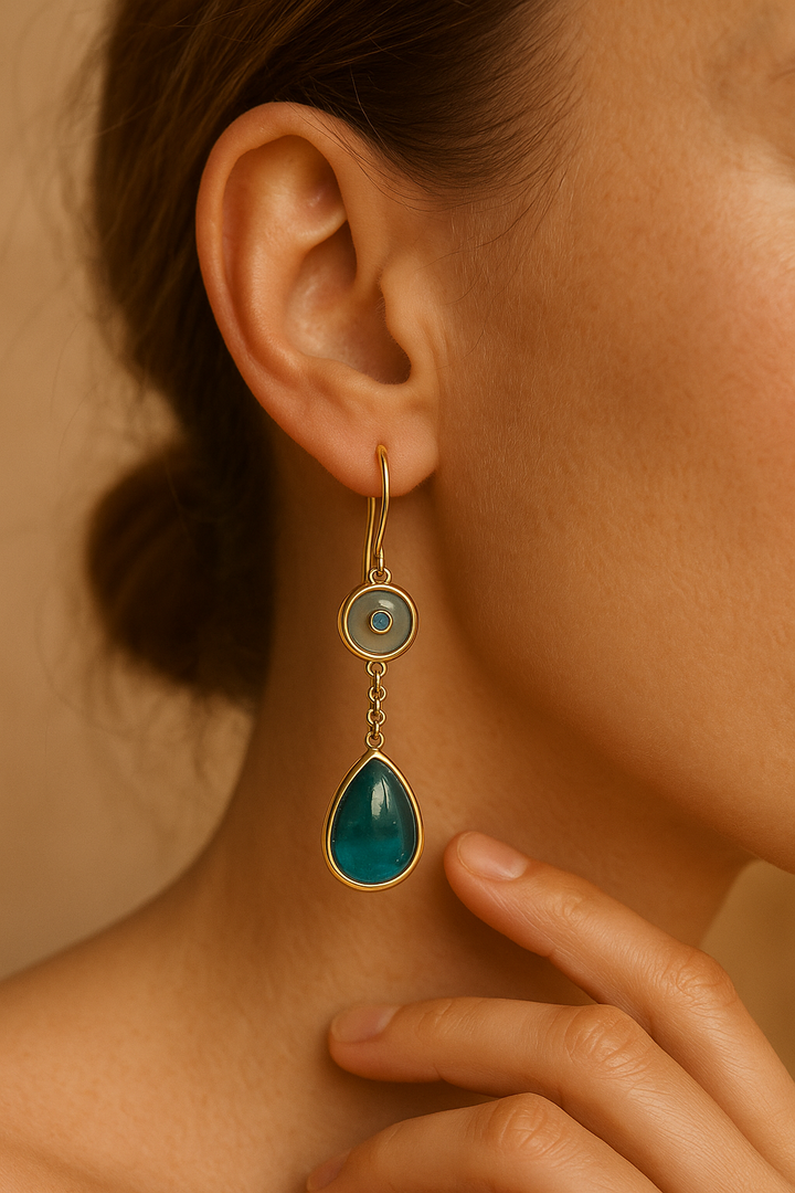 Calista | Dangle Earrings with Blue Stones