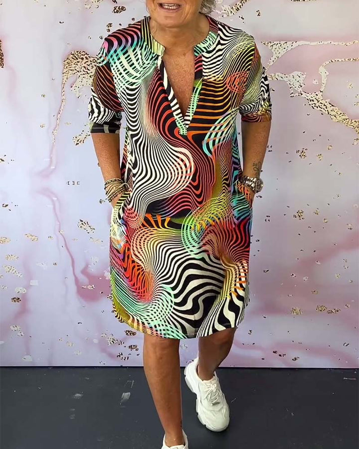 Nicole™ | Colourful V-neck dress