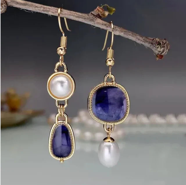 Beau | Vintage Earrings with Blue Stone Pearls