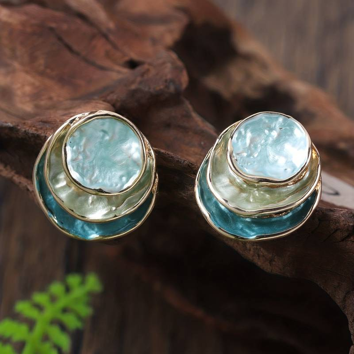 Charlotte | Hand-Painted Multi-Layered Round Earrings