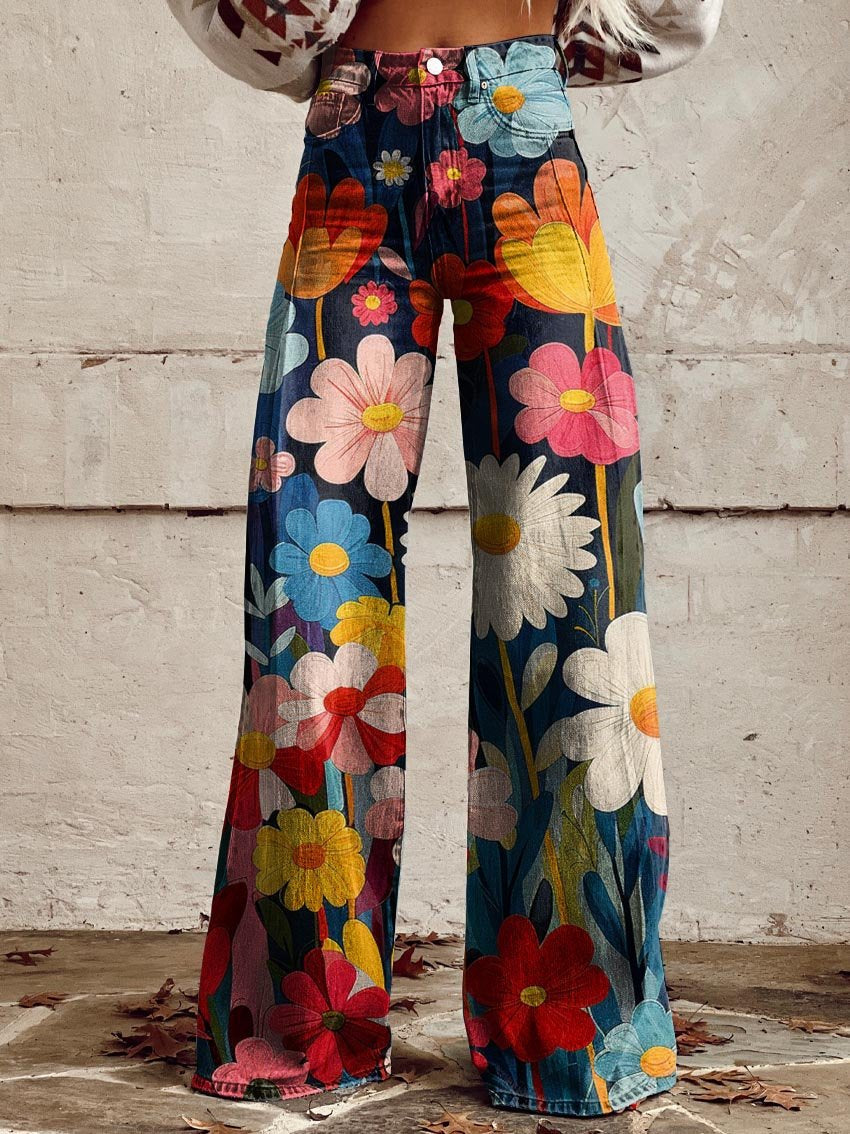 LÉNA | Elegant and Modern Floral Wide Leg Pants