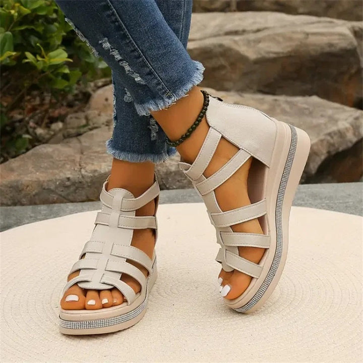 Aurelia | Rhinestone Wedge Sandals