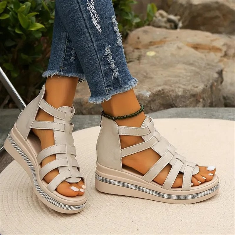 Aurelia | Rhinestone Wedge Sandals