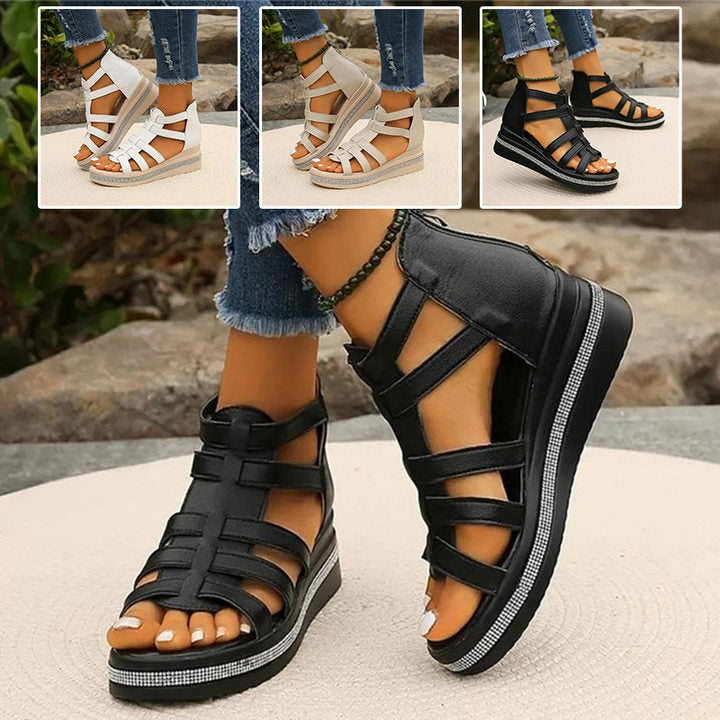Aurelia | Rhinestone Wedge Sandals