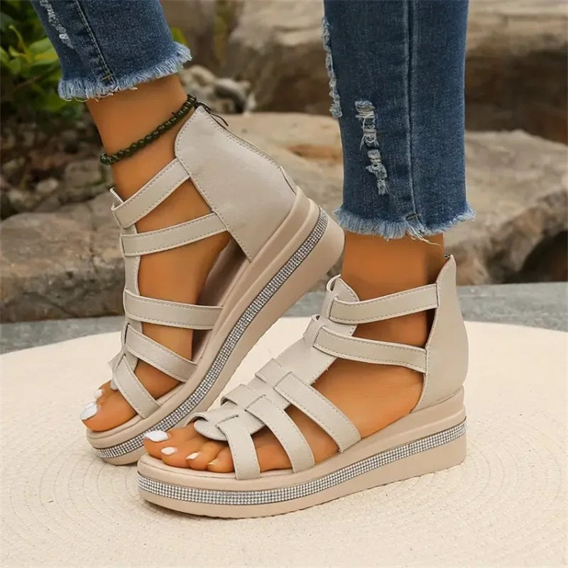 Aurelia | Rhinestone Wedge Sandals