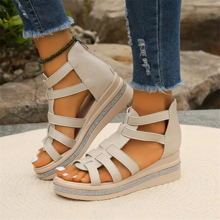 Aurelia | Rhinestone Wedge Sandals
