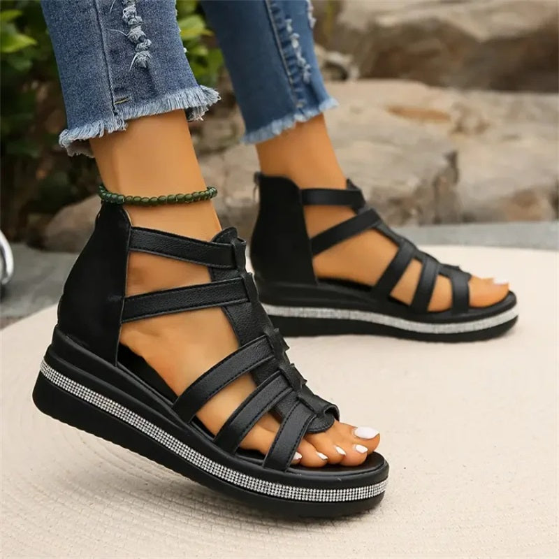 Aurelia | Rhinestone Wedge Sandals