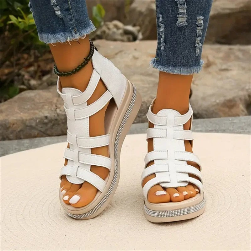 Aurelia | Rhinestone Wedge Sandals