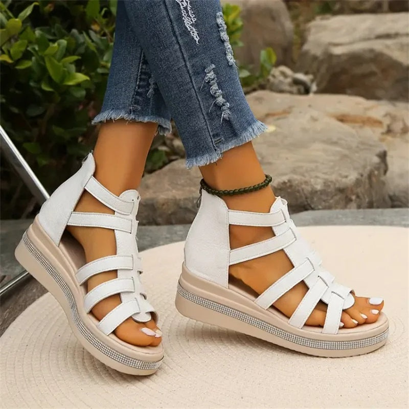 Aurelia | Rhinestone Wedge Sandals