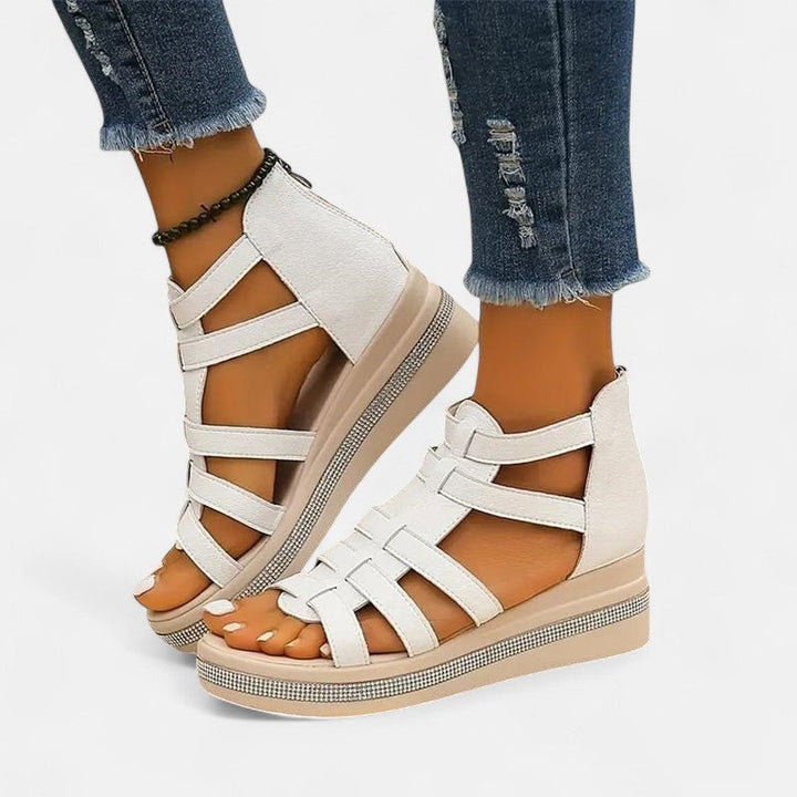 Aurelia | Rhinestone Wedge Sandals
