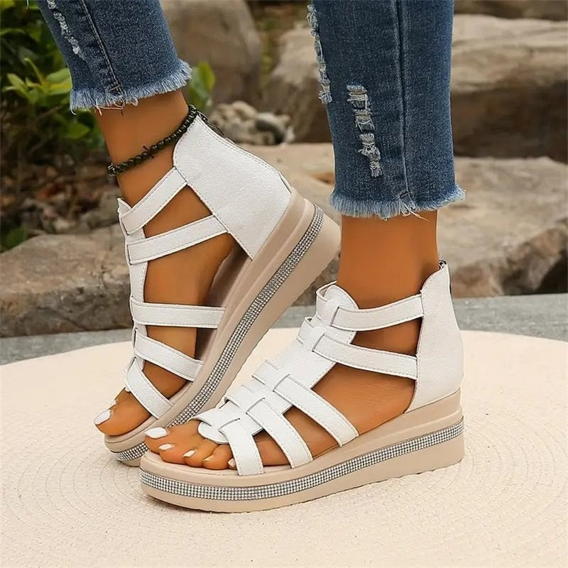 Aurelia | Rhinestone Wedge Sandals