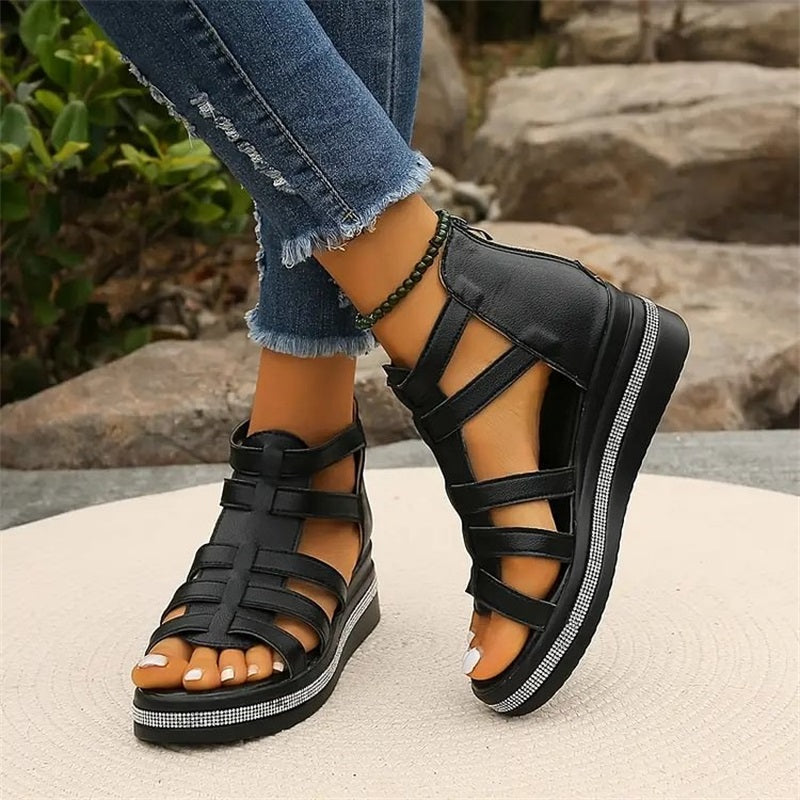 Aurelia | Rhinestone Wedge Sandals
