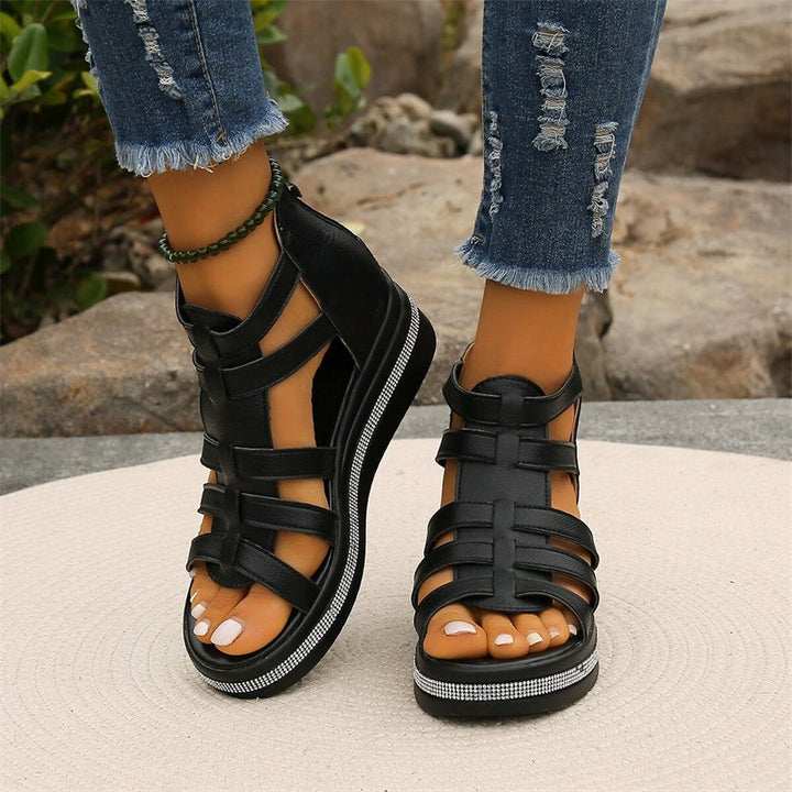Aurelia | Rhinestone Wedge Sandals