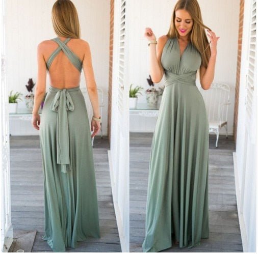 Henley - Vibrant Strapped V-Neck Long Gown